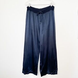 PJ Harlow Jolie Capri Satin Pajama Pant Womens Large Navy Blue